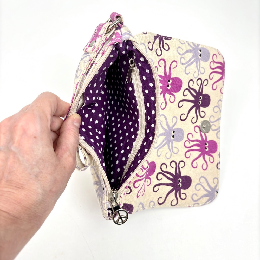 Bungalow 360 Octopus Print Canvas Wristlet Clutch Purse - Picture 14 of 16
